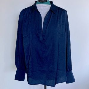 Banana Republic Navy Silky Popover Shirt